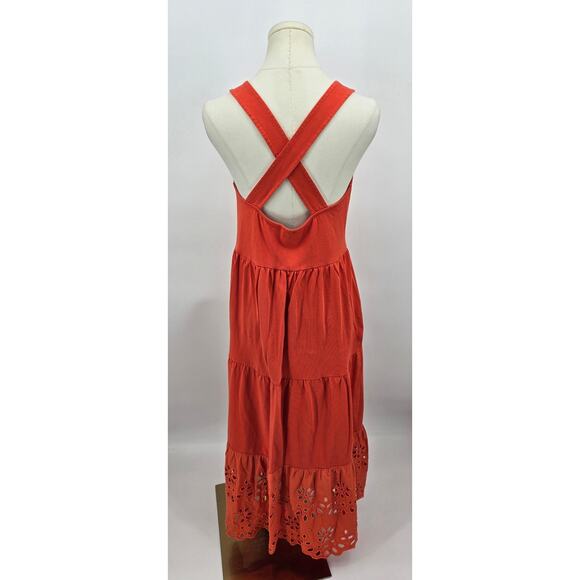 J.Crew Tiered Eyelet Trim Knit Maxi Dress – Geranium - Picture 3 of 6